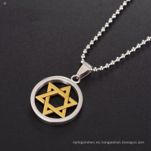 Acero inoxidable chapado en oro religioso collar joyería Hexagram David Star colgante